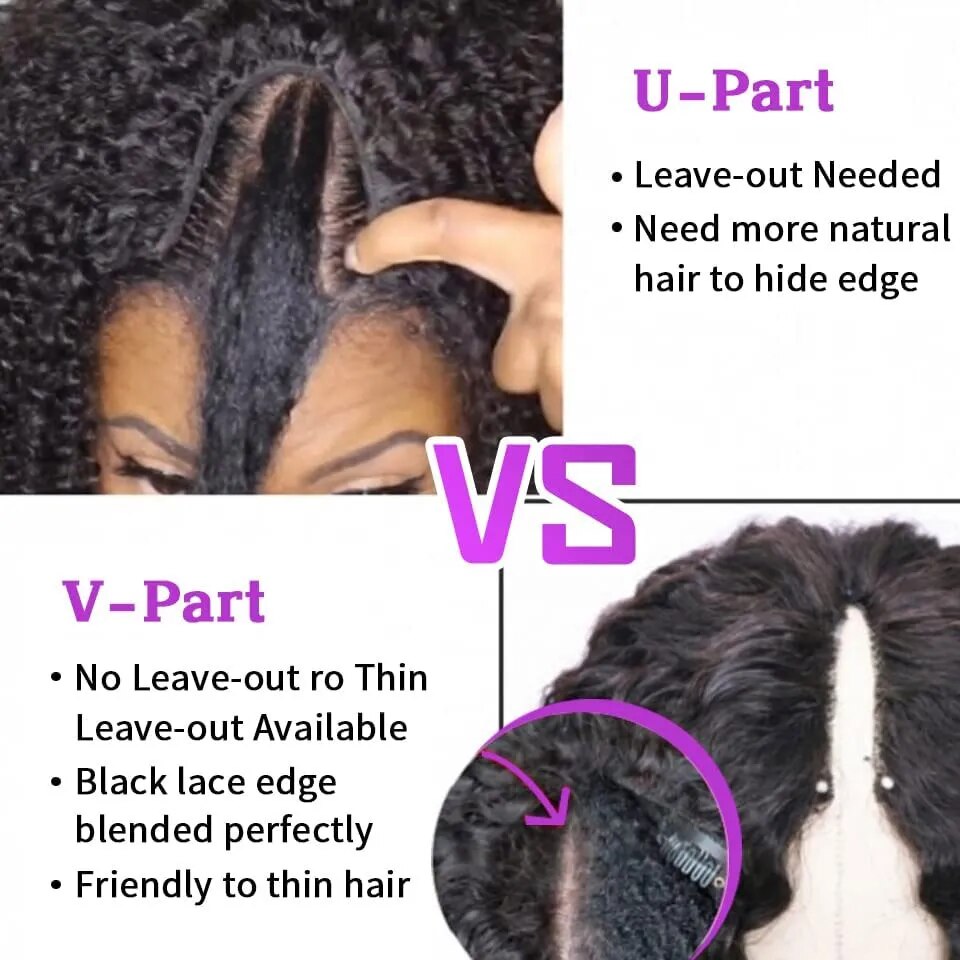 Brazilian Deep Wave U-Part Wig for Natural Hair